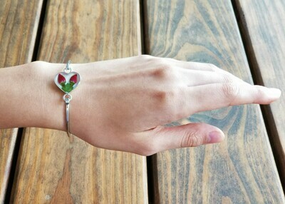 Roses Heart Bracelet, White Background.