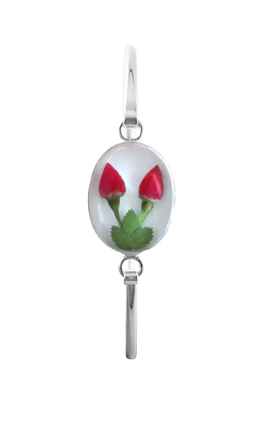 Roses Medium Oval Bracelet, White Background.