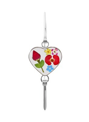 Rose & Mixed Flowers Heart Bracelet, Transparent.