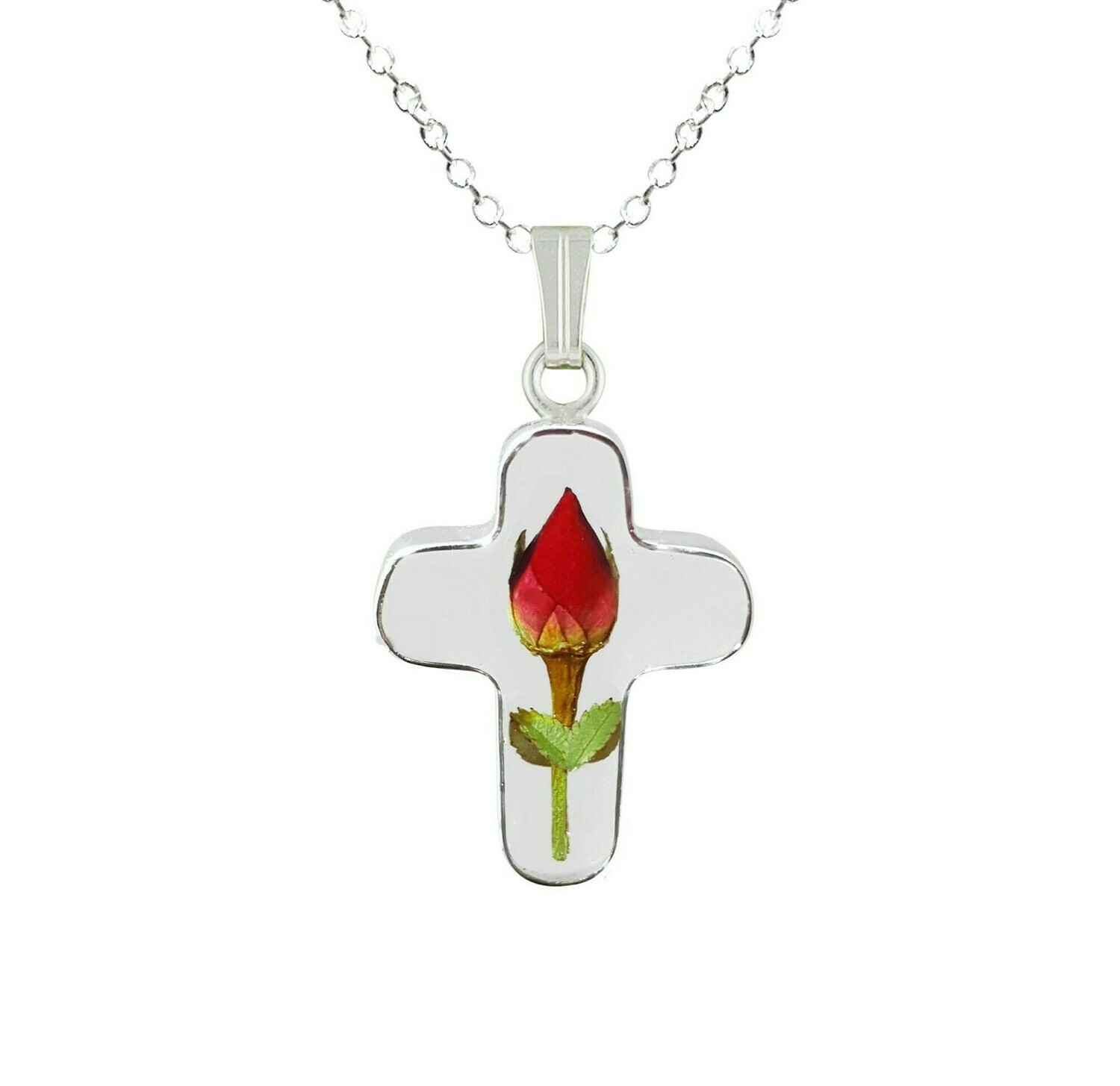 Rose Necklace, Medium Cross, Transparent Background