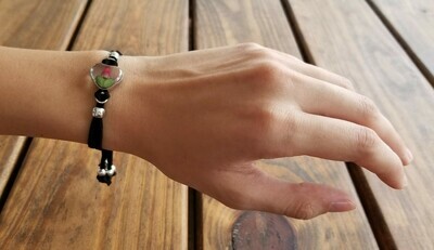 Rose Small Heart Leather Bracelet, Transparent