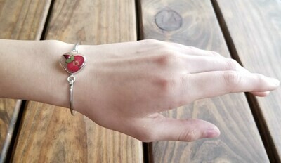 Crown Of Thorns & Rose Bud Heart Bracelet, Transparent
