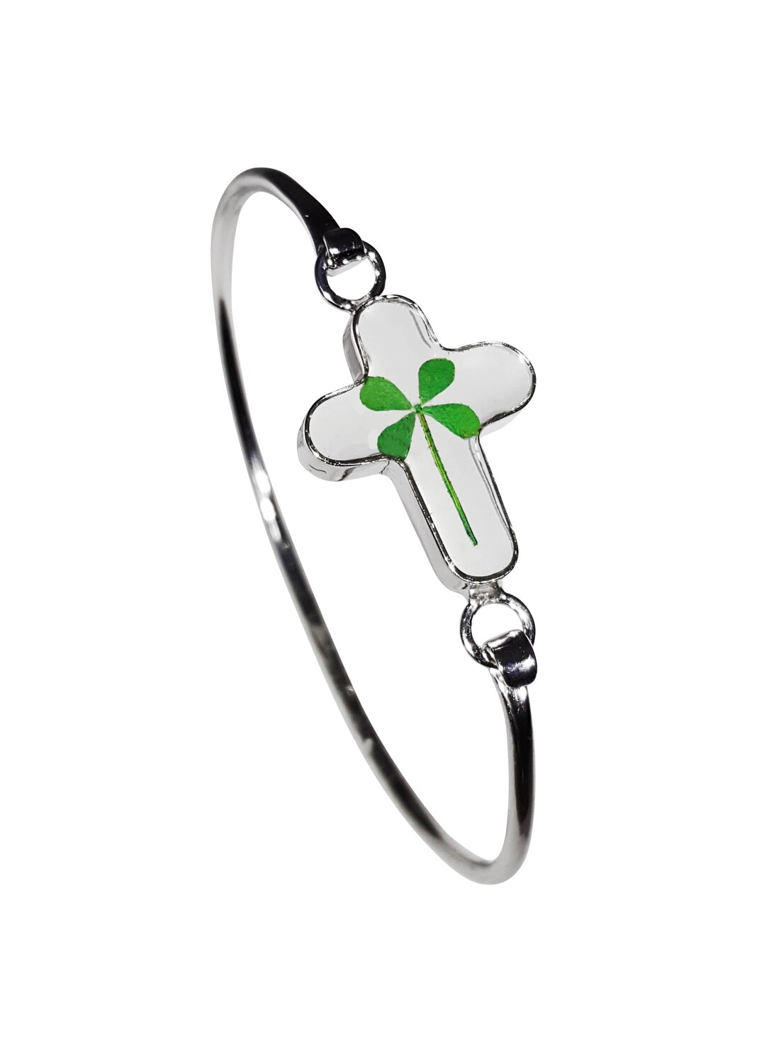Four Leaf Clover Bracelet, Medium Cross, Transparent.
