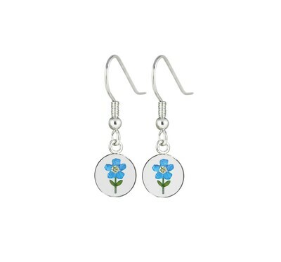 Forget-Me-Not, Circle Hanging Earrings, Transparent