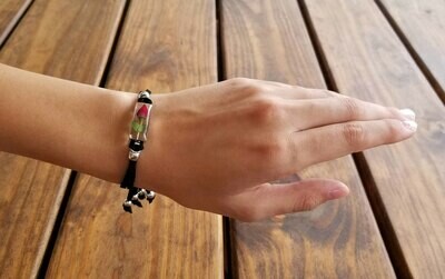 Rose Rectangle Leather Bracelet, Transparent