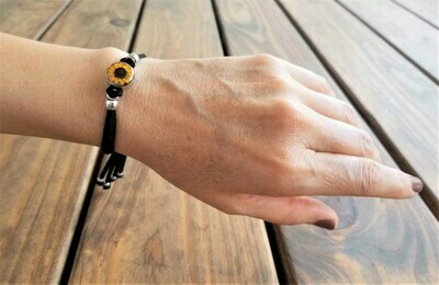 Sunflower Small Circle Leather Bracelet, Transparent.
