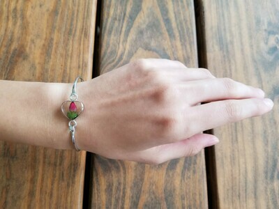 Real Rose, Small Heart Bracelet, Transparent.
