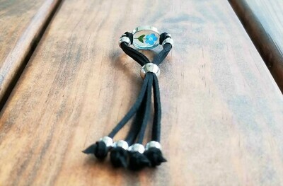Forget-Me-Not, Small Oval Leather Bracelet, Transparent