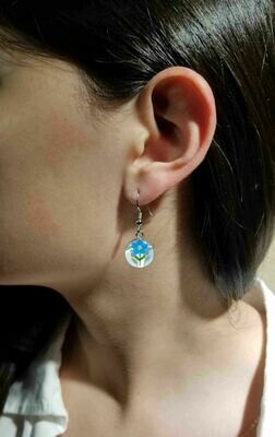 Real Forget-Me-Not Small, Circle Earrings, White Background