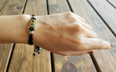 Sunflower Small Rectangle Leather Bracelet, Transparent