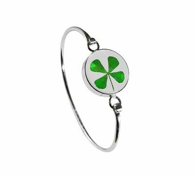 Four-Leaf Clover, Medium Circle Bracelet, Transparent