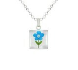 Forget-Me-Not Necklace, Small Square, White Background