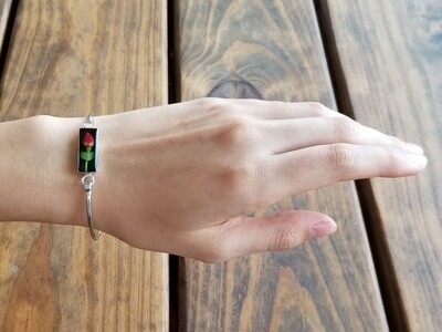 Rose Rectangle Bracelet, Black Background.
