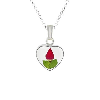 Rose Necklace, Small Heart, Transparent Background
