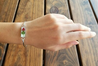 Rose Rectangle Bracelet, White Background.