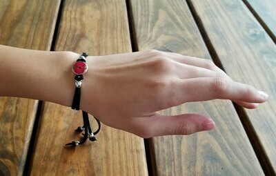 Crown of Thorns, Small Circle Leather Bracelet, Transparent