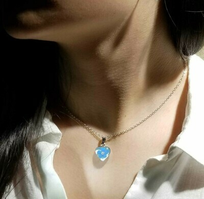 Forget-Me-Not Necklace, Small Heart, White Background