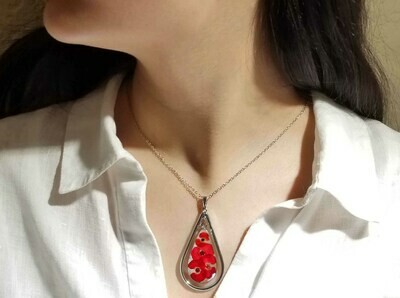 Crown of Thorns Necklace, Swivel Teardrop, Transparent
