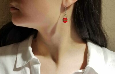Crown of Thorns, Teardrop Hanging Earrings, Transparent
