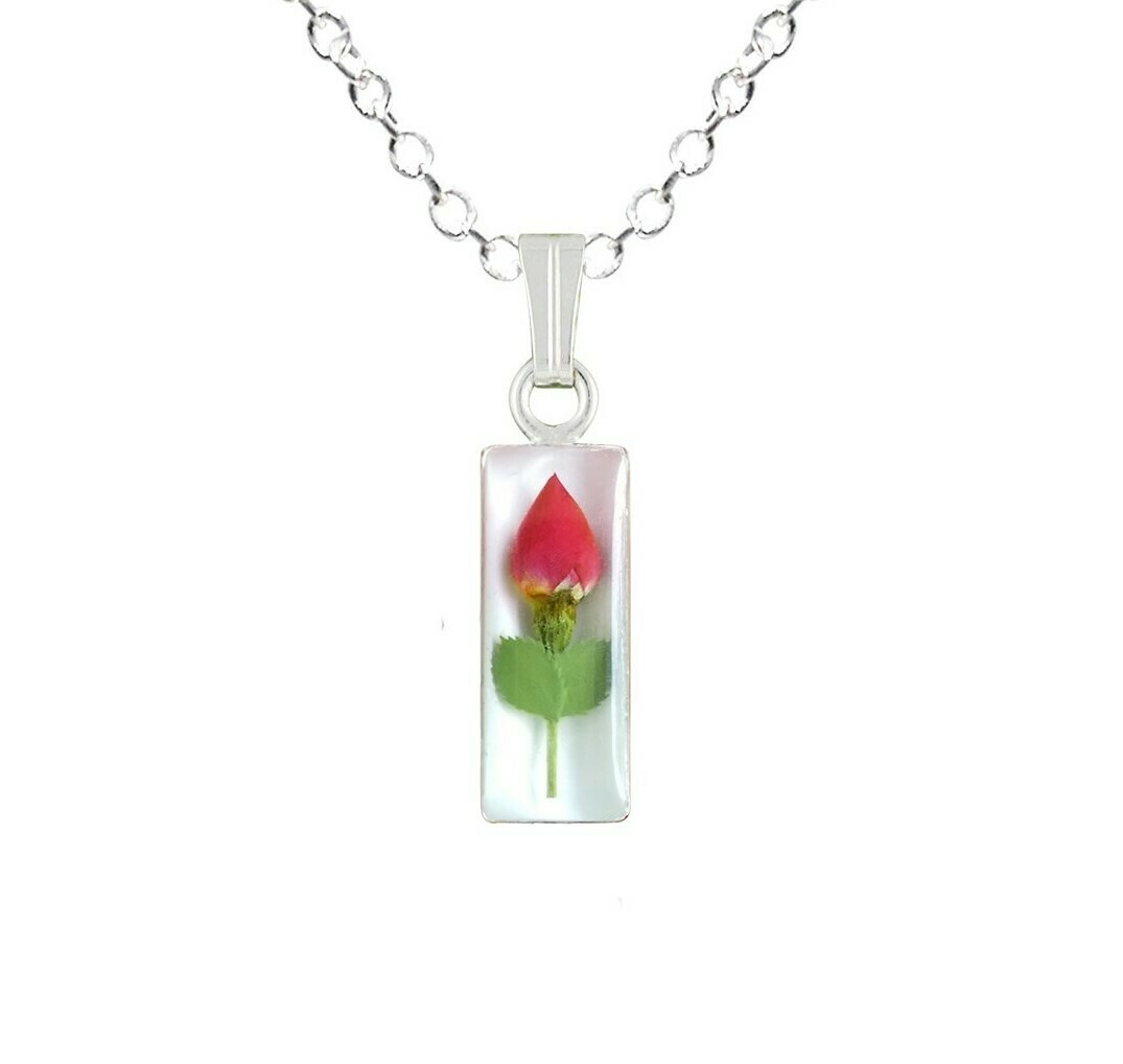 Rose Necklace, Small Rectangle, White Background