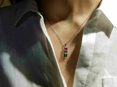 Rose Necklace, Small Rectangle, Black Background