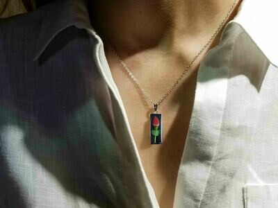 Rose Necklace, Medium Rectangle, Black Background