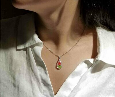 Rose Necklace, Small Teardrop, White Background