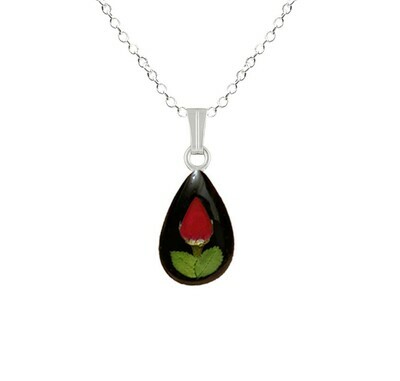 Rose Necklace, Small Teardrop, Black Background