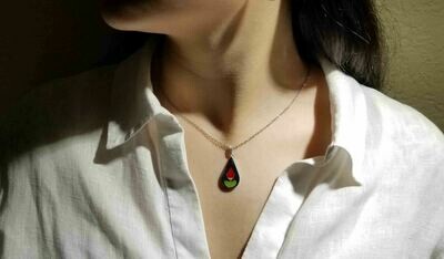 Rose Necklace, Medium Teardrop, Black Background
