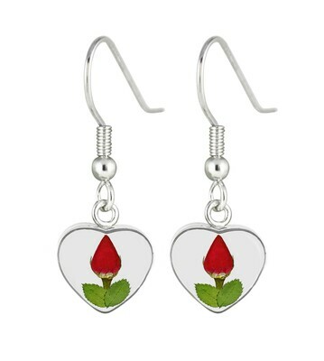 Real Rose Heart Earrings, Transparent Background