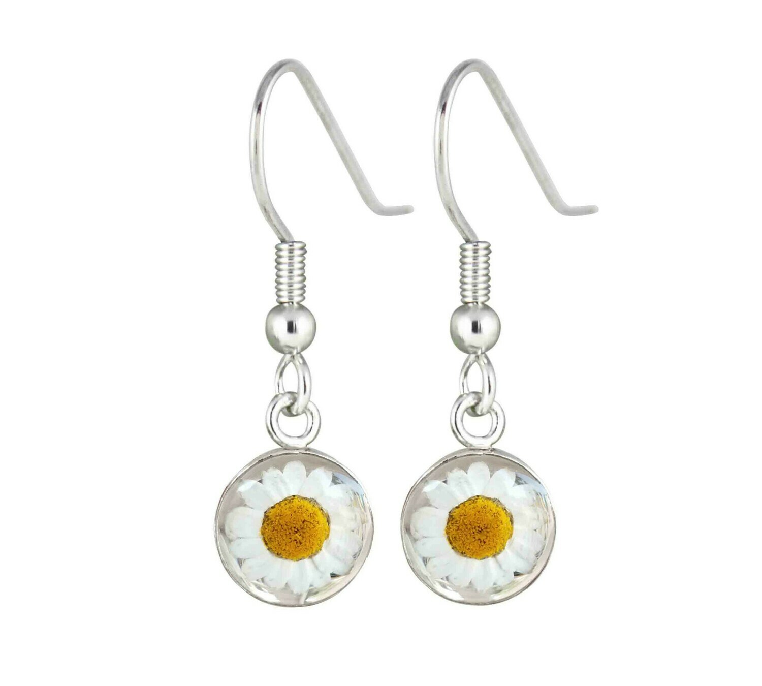 Daisy, Small Circle Hanging Earrings, Transparent