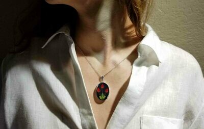 Rose Necklace, Large Oval, Black Background