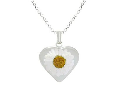 Daisy Necklace, Medium Heart, Transparent