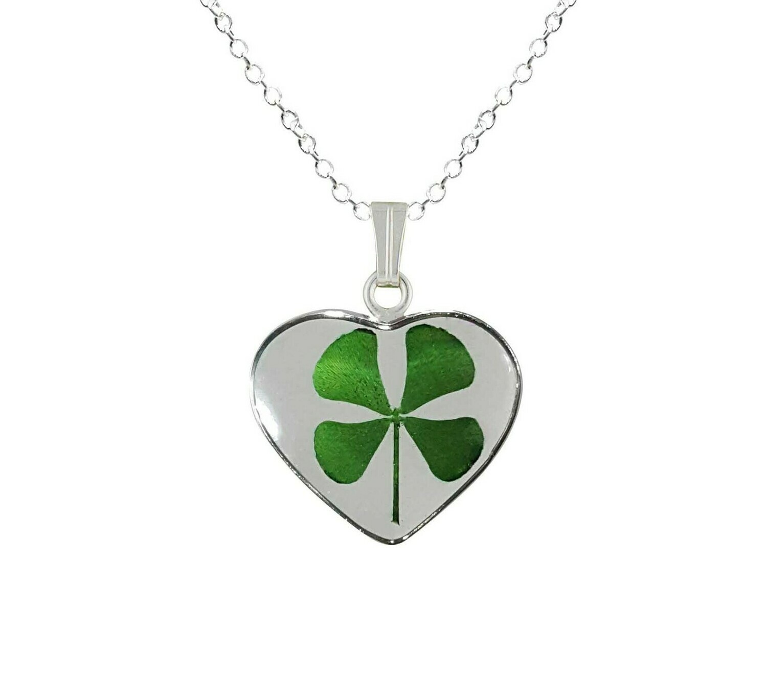 Clover Necklace, Medium Heart, Transparent