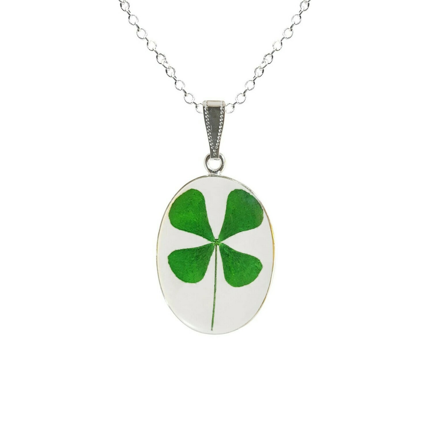 Clover Necklace, Medium Oval, Transparent