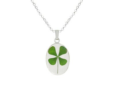 Clover Necklace, Small Oval, Transparent