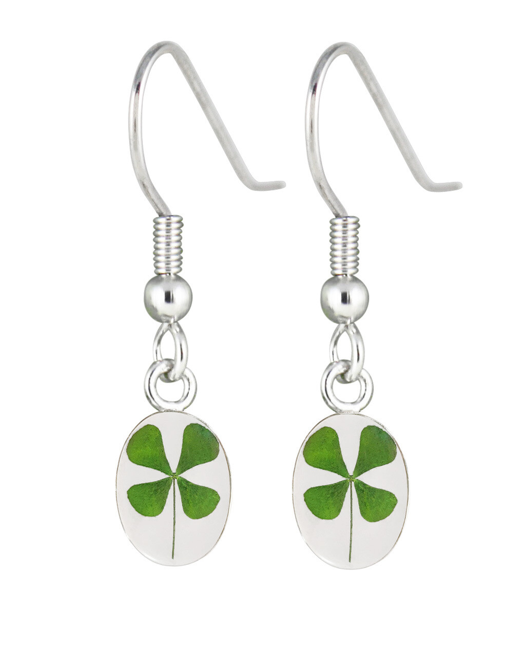 Clover Earrings, Small Oval, Transparent.