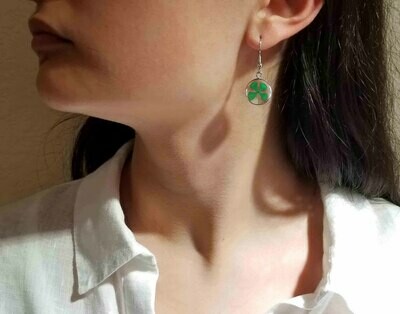 Clover Earrings, Small Circle, Transparent.