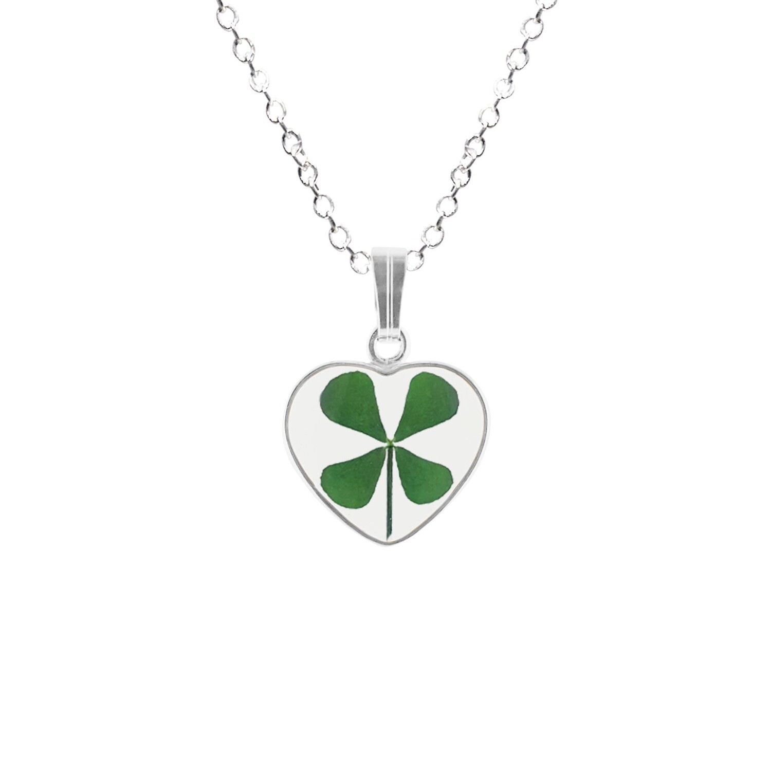 Clover Necklace, Small Heart, Transparent