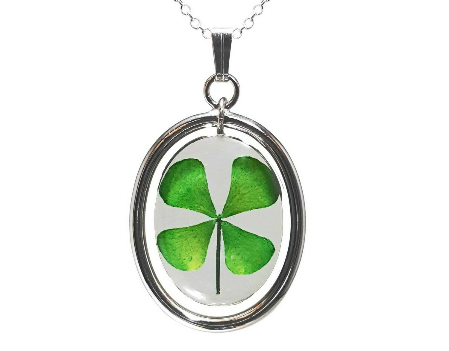 Clover Necklace, Swivel Oval, Transparent