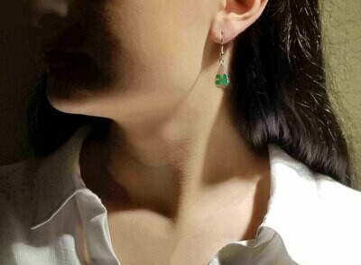 Clover Earrings, Small Teardrop, Transparent.
