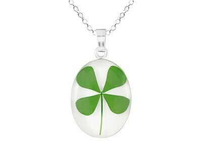 Clover Necklace, Medium Oval, White Background