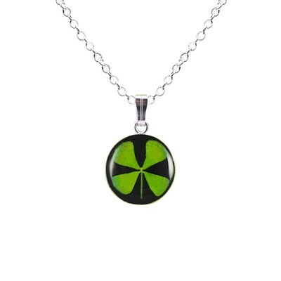 Clover Necklace, Small Circle, Black Background