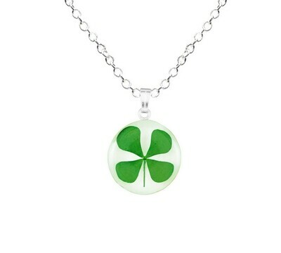 Clover Necklace, Small Circle, White Background