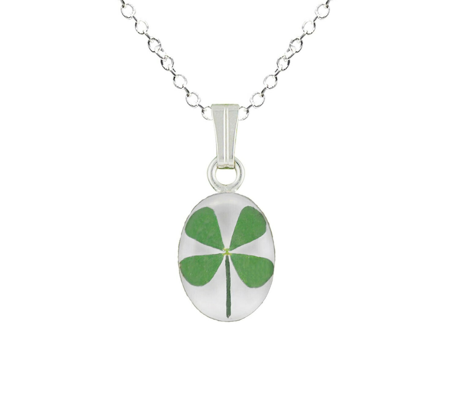 Clover Necklace, Small Oval, White Background