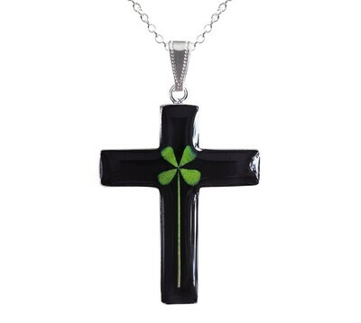 Clover Necklace, Large Cross, Black Background