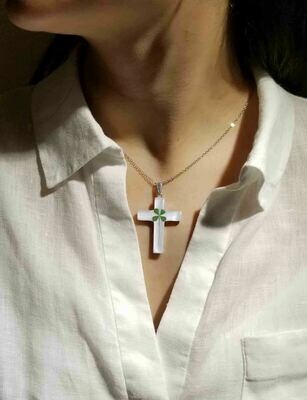Clover Necklace, Large Cross, Black Background