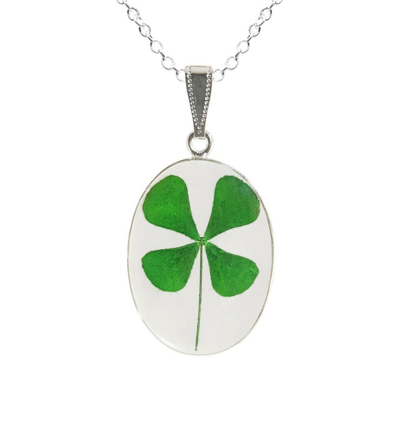 Clover Necklace, Large Oval, Transparent