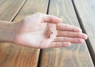 Crown of Thorns Necklace, Medium Cross, Transparent