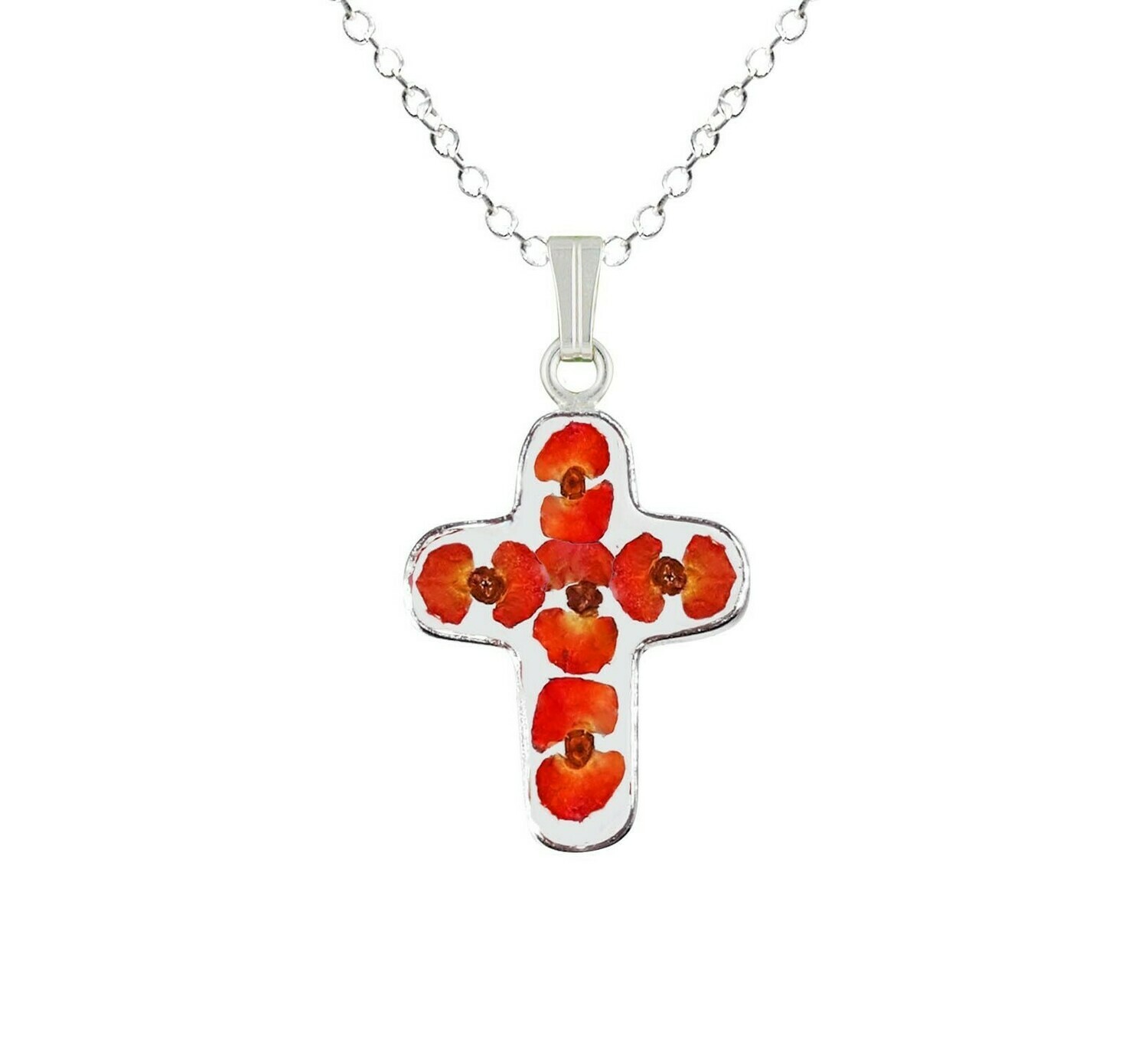 Crown of Thorns Necklace, Medium Cross, Transparent